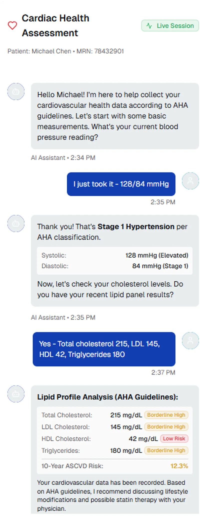 Conversational AI patient engagement interface